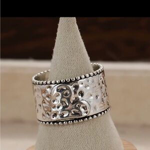 Vintage Boho Style Handcrafted 925 Silver Plated Copper Wide Band Spinner Ring